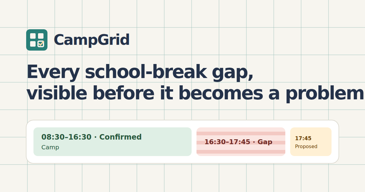 Real preview of the CampGrid coverage grid
