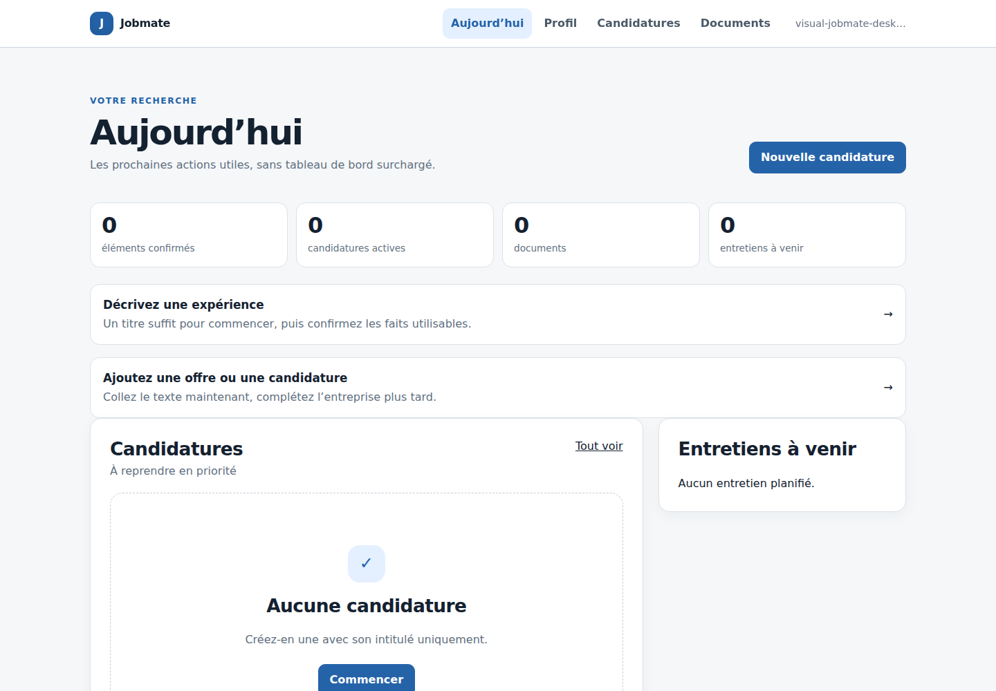Real Jobmate dashboard interface